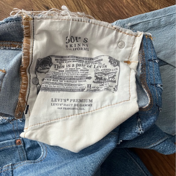 Levi’s 501 cropped waist low rise patchwork skinny jeans - Picture 5 of 7